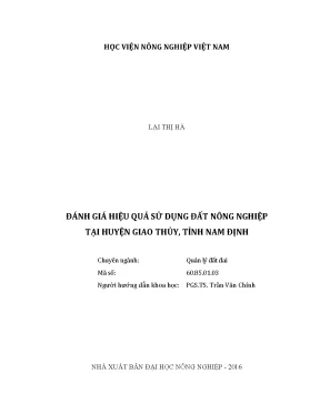 Luận văn thạc sĩ vnua đánh giá hiệu quả sử dụng đất nông nghiệp tại huyện giao thủy tỉnh nam định