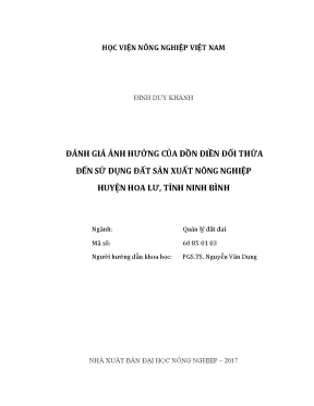 Luận văn thạc sĩ vnua đánh giá ảnh hưởng của dồn điền đổi thửa đến sử dụng đất sản xuất nông nghiệp huyện hoa lư tỉnh ninh bình