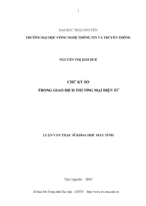 Luận văn thạc sĩ hay chữ ký số trong giao dịch thương mại điện tử