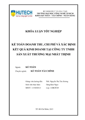 Luận văn thạc sĩ hay kế toán doanh thu chi phí và xác định kết quả kinh doanh tại công ty tnhh sản xuất thương mại nhất thịnh