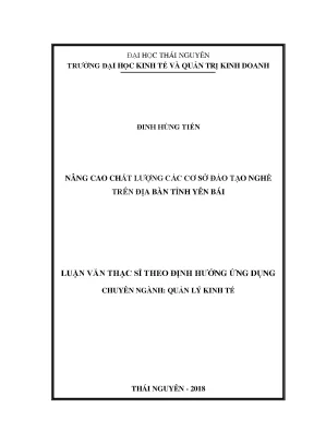 Luận văn thạc sĩ hay nâng cao chất lượng các cơ sở đào tạo nghề trên địa bàn tỉnh yên bái