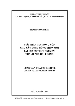 Luận văn thạc sĩ hay giải pháp huy động vốn cho xây dựng nông thôn mới tại huyện thủy nguyên thành phố hải phòng
