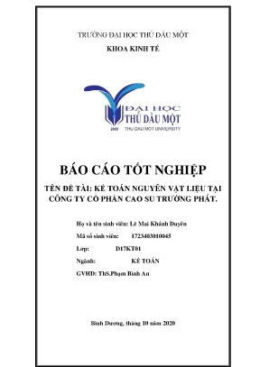 Khóa luận tốt nghiệp kế toán nguyên vật liệu tại công ty cổ phần cao su trường phát