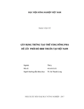 Luận văn thạc sĩ vnua gây rụng trứng tạo thể vàng đồng pha để cấy phôi bò bbb thuần tại việt nam