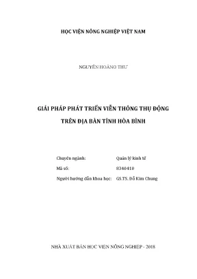 Luận văn thạc sĩ vnua giải pháp phát triển viễn thông thụ động trên địa bàn tỉnh hòa bình