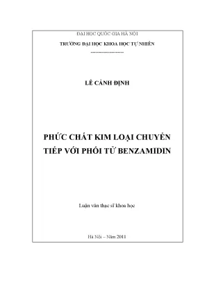 Luận văn thạc sĩ hus phức chất kim loại chuyển tiếp với phối tử benzaminđin
