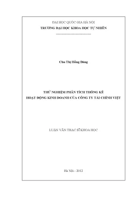 Luận văn thạc sĩ hus thử nghiệm phân tích thống kê hoạt động kinh doanh của công ty tài chính việt