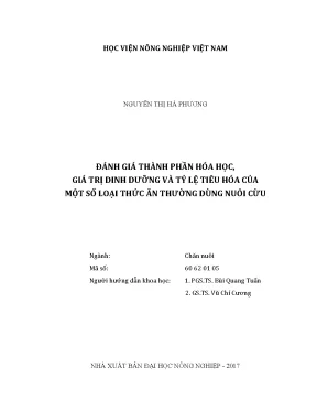 Luận văn thạc sĩ vnua đánh giá thành phần hóa học giá trị dinh dưỡng và tỷ lệ tiêu hóa của một số loại thức ăn thường dùng nuôi cừu
