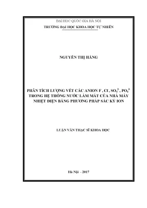 Luận văn thạc sĩ hus phân tích lượng vết các anion f cl so42 po43 trong hệ thống nước làm mát của nhà máy nhiệt điện bằng phương pháp sắc ký ion