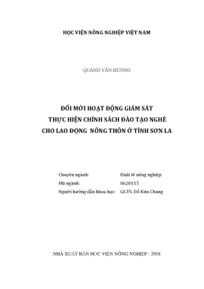 Luận văn thạc sĩ vnua đổi mới hoạt động giám sát thực hiện chính sách đào tạo nghề cho lao động nông thôn ở tỉnh sơn la