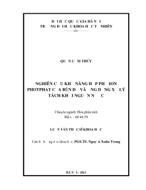 Luận văn thạc sĩ hus nghiên cứu khả năng hấp phụ ion photphat của bùn đỏ và ứng dụng xử lý tách khỏi nguồn nước