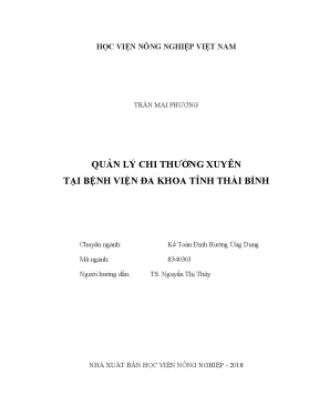Luận văn thạc sĩ vnua quản lý chi thường xuyên tại bệnh viện đa khoa tỉnh thái bình