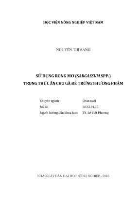 Luận văn thạc sĩ vnua sử dụng rong mơ sargassum spp trong thức ăn cho gà đẻ trứng thương phẩm