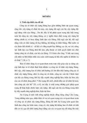 Luận văn khct chất lượng các ban tổ chức huyện uỷ ở tỉnh an giang trong giai đoạn hiện nay