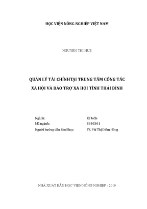 Luận văn thạc sĩ vnua quản lý tài chính tại trung tâm công tác xã hội và bảo trợ xã hội tỉnh thái bình