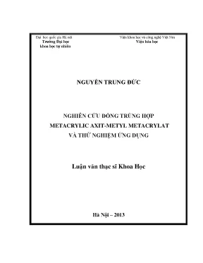 Luận văn thạc sĩ hus nghiên cứu đồng trùng hợp matacrylic axit metyl metacrylat và thử nghiệm ứng dụng