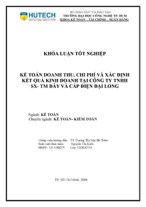 Luận văn thạc sĩ hay kế toán doanh thu chi phí và xác định kết quả kinh doanh tại công ty tnhh sx tm dây và cáp điện đại long