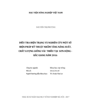 Luận văn thạc sĩ vnua điều tra hiện trạng và nghiên cứu một số biện pháp kỹ thuật nhằm tăng năng suất chất lượng giống vải thiều tại sơn động bắc giang năm 2016