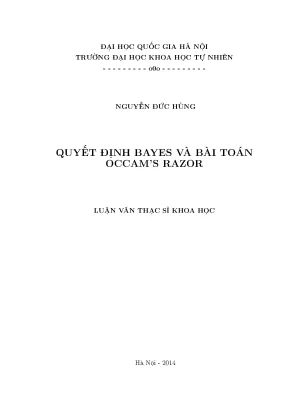 Luận văn thạc sĩ hus quyết định bayes và bài toán occams razor