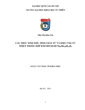 Luận văn thạc sĩ hus cấu trúc tinh thể tính chất từ và hiệu ứng từ nhiệt trong hợp kim heusler ni50mn38sb12b3