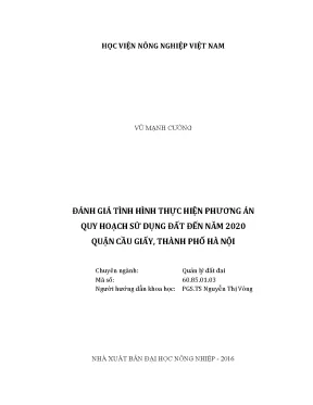 Luận văn thạc sĩ vnua đánh giá tình hình thực hiện phương án quy hoạch sử dụng đất đến năm 2020 quận cầu giấy thành phố hà nội