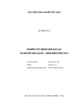 Luận văn thạc sĩ vnua nghiên cứu bệnh nấm hại lạc tại huyện nho quan ninh bình năm 2015