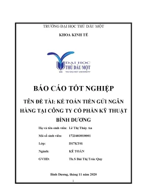 Khóa luận tốt nghiệp kế toán tiền gửi ngân hàng tại công ty cổ phần kỹ thuật bình dương