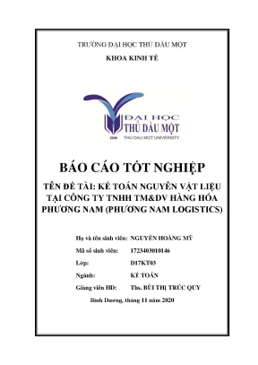 Khóa luận tốt nghiệp kế toán nguyên vật liệu tại công ty tnhh tmdv hàng hóa phương nam phương nam logistics