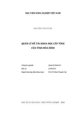 Luận văn thạc sĩ vnua quản lý đề tài khoa học cấp tỉnh của tỉnh hòa bình