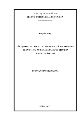 Luận văn thạc sĩ hus xác định salbutamol clenbuterol và ractopamine trong thức ăn chăn nuôi nước tiểu lợn và sản phẩm từ thịt