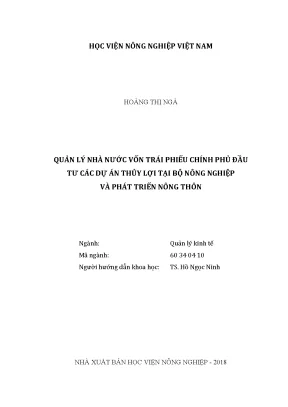 Luận văn thạc sĩ vnua quản lý nhà nước vốn trái phiếu chính phủ đầu tư các dự án thủy lợi tại bộ nông nghiệp và phát triển nông thôn
