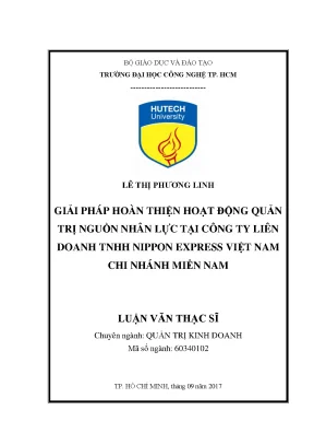 Luận văn thạc sĩ hay giải pháp hoàn thiện hoạt động quản trị nguồn nhân lực tại công ty liên doanh tnhh nippon express việt nam