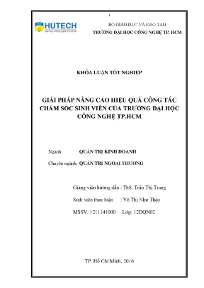 Luận văn thạc sĩ hay giải pháp nâng cao hiệu quả công tác chăm sóc sinh viên của trường đại học công nghệ tp hcm