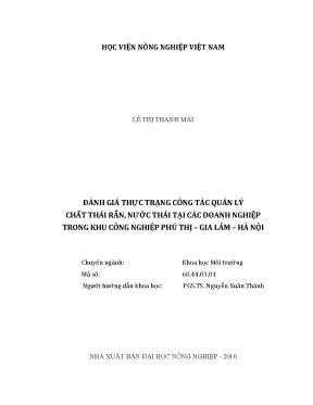 Luận văn thạc sĩ vnua đánh giá thực trạng công tác quản lý chất thải rắn nước thải tại các doanh nghiệp trong khu công nghiệp phú thị gia lâm hà nội