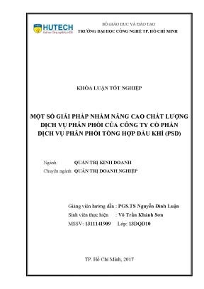 Luận văn thạc sĩ hay một số giải pháp nhằm nâng cao chất lượng dịch vụ phân phối của công ty cổ phần dịch vụ phân phối tổng hợp dầu khí psd