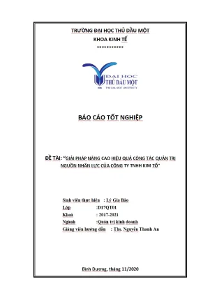 Khóa luận tốt nghiệp giải pháp nâng cao hiệu quả công tác quản trị nguồn nhân lực của công ty tnhh kim tổ