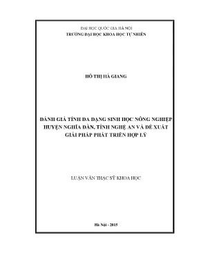 Luận văn thạc sĩ hus đánh giá tính đa dạng sinh học nông nghiệp huyện nghĩa đàn tỉnh nghệ an và đề xuất giải pháp phát triển hợp lý