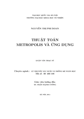 Luận văn thạc sĩ hus thuật toán metropolis và ứng dụng