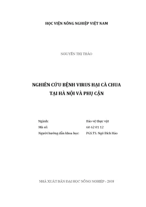 Luận văn thạc sĩ vnua nghiên cứu bệnh virus hại cà chua tại hà nội và phụ cận