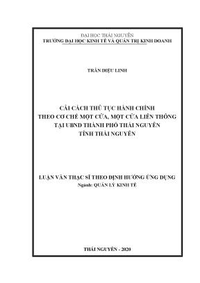 Luận văn thạc sĩ hay cải cách thủ tục hành chính theo cơ chế một cửa một cửa liên thông tại ủy ban nhân dân thành phố thái nguyên tỉnh thái nguyên
