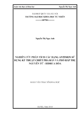 Luận văn thạc sĩ hus nghiên cứu phân tích các dạng antimon sử dụng kỹ thuật chiết pha rắn và phổ hấp thụ nguyên tử hidrua hóa