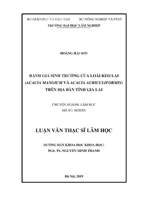 Luận văn thạc sĩ hay đánh giá sinh trưởng của loài keo lai acacia mangium và acacia auriculiformis trên địa bàn tỉnh gia lai