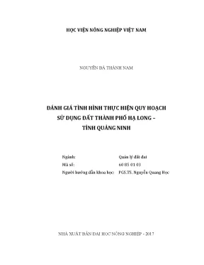 Luận văn thạc sĩ vnua đánh giá tình hình thực hiện quy hoạch sử dụng đất thành phố hạ long tỉnh quảng ninh