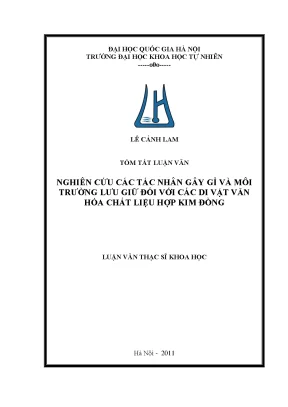Luận văn thạc sĩ hus nghiên cứu các tác nhân gây gỉ và môi trường lưu trữ đối với các di vật văn hóa chất liệu hợp kim đồng