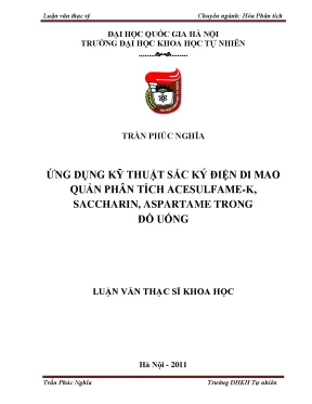 Luận văn thạc sĩ hus ứng dụng kỹ thuật sắc ký điện di mao quản phân tích acesulfame k saccharin aspartame trong đồ uống