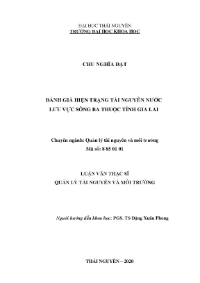 Luận văn thạc sĩ hay đánh giá hiện trạng tài nguyên nước lưu vực sông ba thuộc tỉnh gia lai