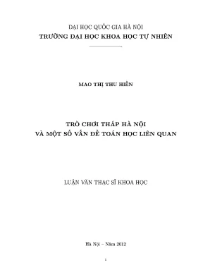 Luận văn thạc sĩ hus trò chơi tháp hà nội và một số vấn đề toán học liên quan
