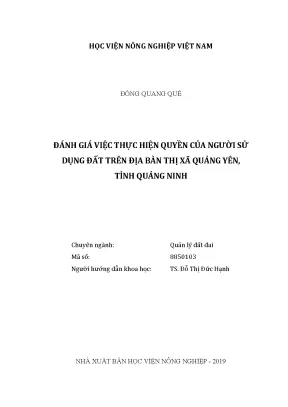 Luận văn thạc sĩ vnua đánh giá việc thực hiện quyền của người sử dụng đất trên địa bàn thị xã quảng yên tỉnh quảng ninh