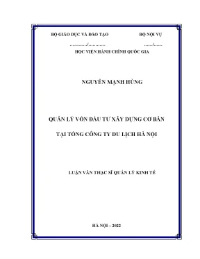 Luận văn thạc sĩ quản lý vốn đầu tư xây dựng cơ bản tại tổng công ty du lịch hà nội