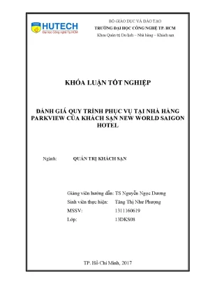 Luận văn thạc sĩ hay đánh giá quy trình phục vụ tại nhà hàng parkview của khách sạn new world saigon hotel